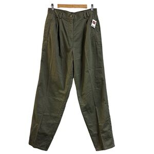 Woolrich Women's Olive Green Pleated Utility Pants High Waisted Trousers Size 14